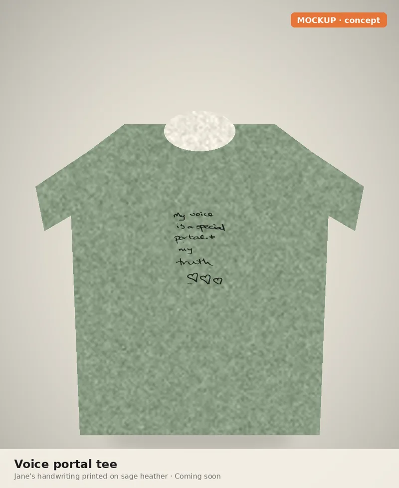 Tee with Jane’s handwriting
